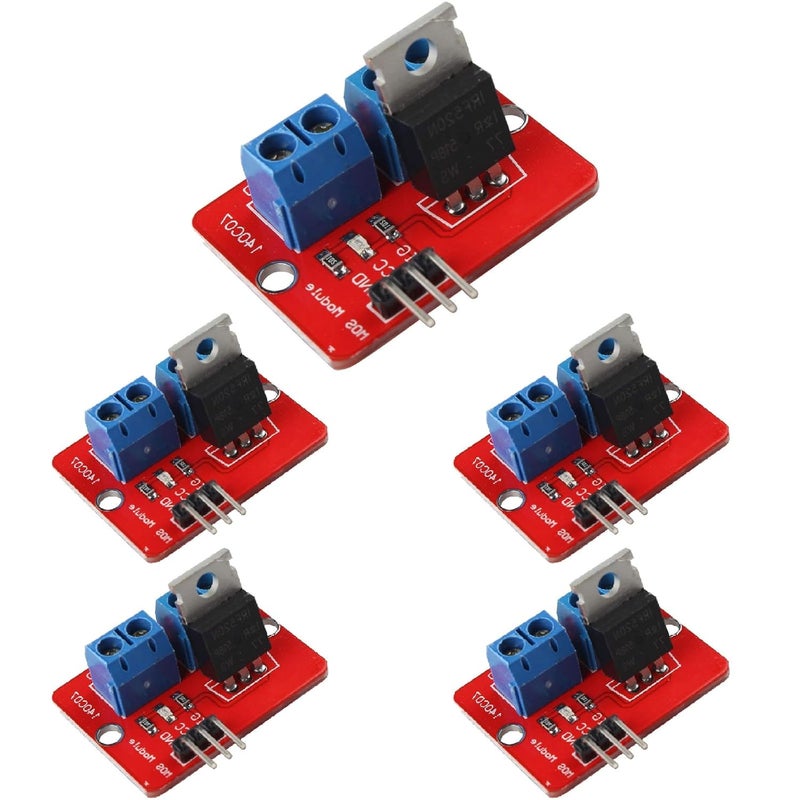 hiBCTR 5pcs IRF520 MOSFET Driver Module: 0-24V 5A Switch for Arduino, Raspberry Pi & ARM MCU​ - Image 1